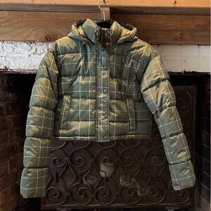 PacSun Green Plaid Puffer Jacket